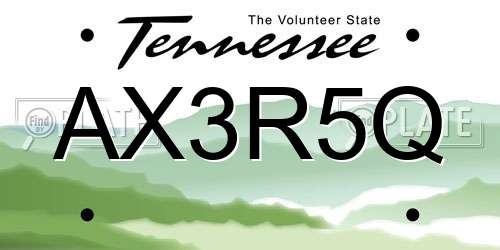 AX3R5Q Tennessee License Plate