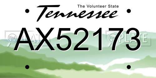 AX52173 Tennessee License Plate