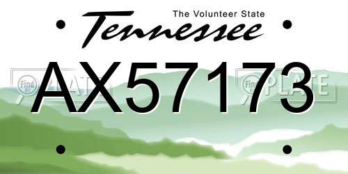 AX57173 Tennessee License Plate
