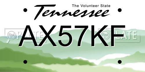 AX57KF Tennessee License Plate