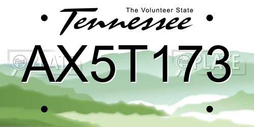 AX5T173 Tennessee License Plate