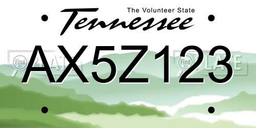 AX5Z123 Tennessee License Plate