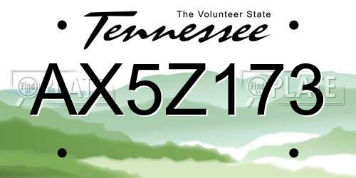 AX5Z173 Tennessee License Plate