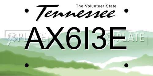 AX6I3E Tennessee License Plate