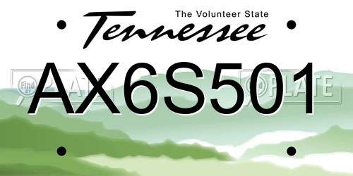 AX6S501 Tennessee License Plate