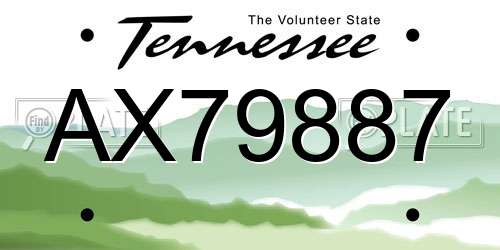 AX79887 Tennessee License Plate
