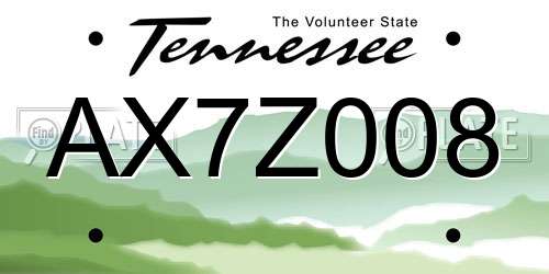 AX7Z008 Tennessee License Plate
