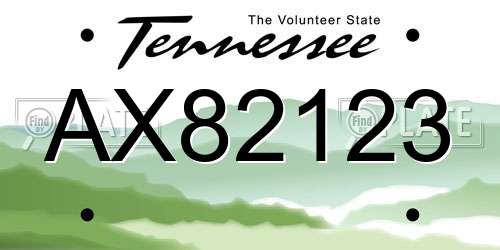 AX82123 Tennessee License Plate