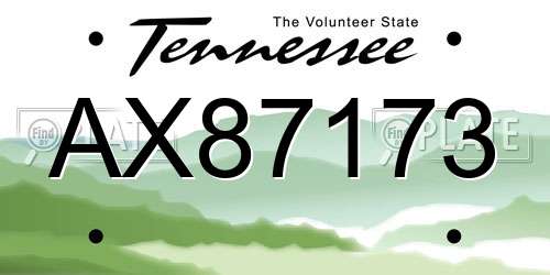 AX87173 Tennessee License Plate
