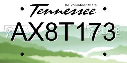 AX8T173 Tennessee License Plate
