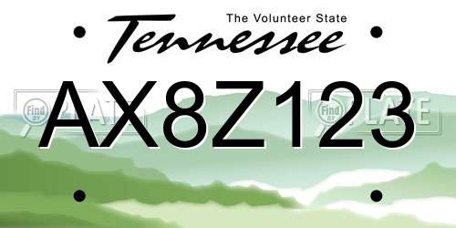 AX8Z123 Tennessee License Plate