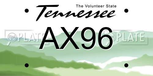 AX96 Tennessee License Plate