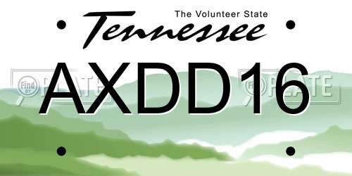 AXDD16 Tennessee License Plate