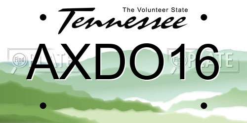 AXDO16 Tennessee License Plate