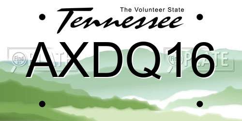 AXDQ16 Tennessee License Plate