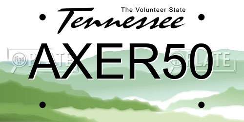 AXER50 Tennessee License Plate
