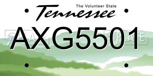 AXG5501 Tennessee License Plate