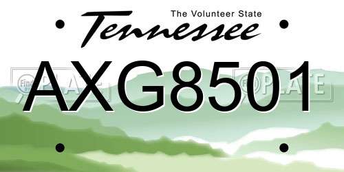 AXG8501 Tennessee License Plate