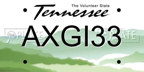 AXGI33 Tennessee License Plate