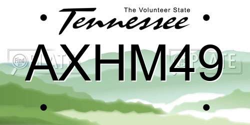 AXHM49 Tennessee License Plate