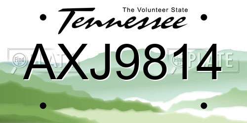 AXJ9814 Tennessee License Plate