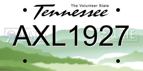 AXL1927 Tennessee License Plate