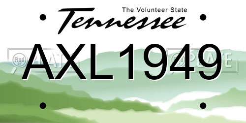 AXL1949 Tennessee License Plate