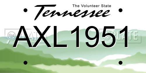 AXL1951 Tennessee License Plate