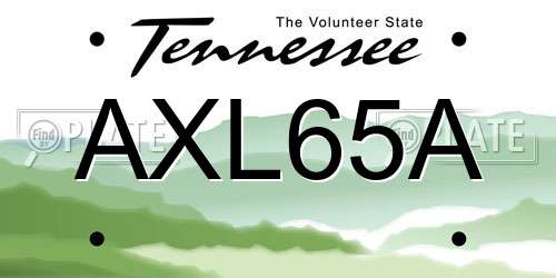 AXL65A Tennessee License Plate