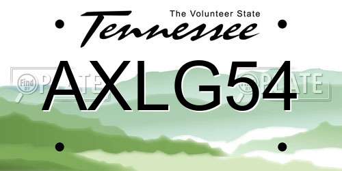 AXLG54 Tennessee License Plate