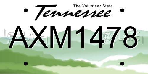 AXM1478 Tennessee License Plate