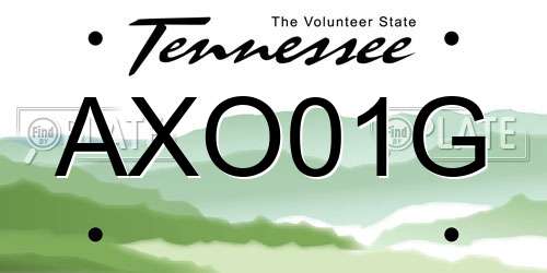 AXO01G Tennessee License Plate