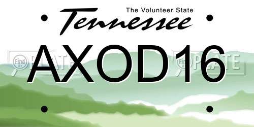 AXOD16 Tennessee License Plate