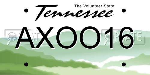 AXOO16 Tennessee License Plate