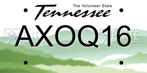 AXOQ16 Tennessee License Plate