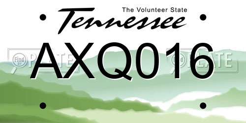 AXQ016 Tennessee License Plate