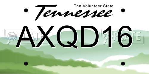 AXQD16 Tennessee License Plate