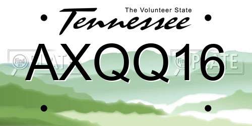 AXQQ16 Tennessee License Plate