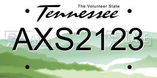 AXS2123 Tennessee License Plate