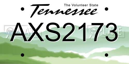 AXS2173 Tennessee License Plate