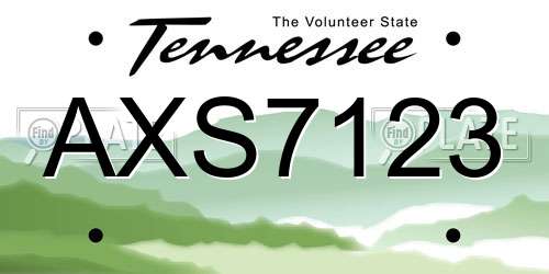 AXS7123 Tennessee License Plate