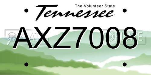 AXZ7008 Tennessee License Plate
