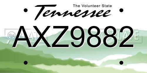 AXZ9882 Tennessee License Plate
