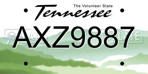 AXZ9887 Tennessee License Plate