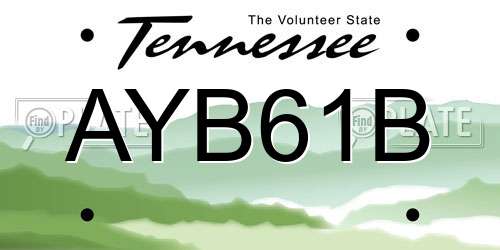 AYB61B Tennessee License Plate
