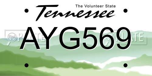 AYG569 Tennessee License Plate