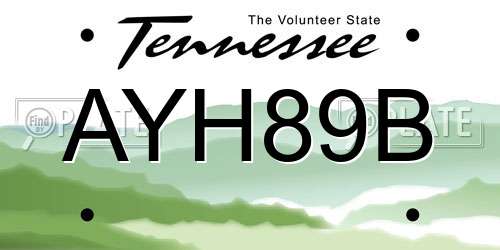 AYH89B Tennessee License Plate
