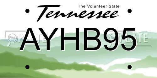 AYHB95 Tennessee License Plate