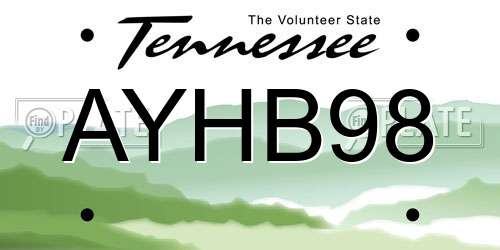 AYHB98 Tennessee License Plate