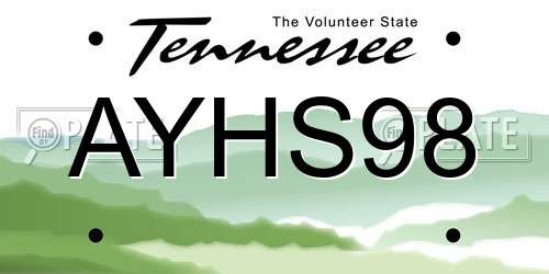 AYHS98 Tennessee License Plate